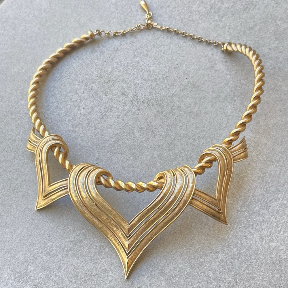 Marcel Boucher Gold Scarf Necklace Vintage Statement Bib Choker